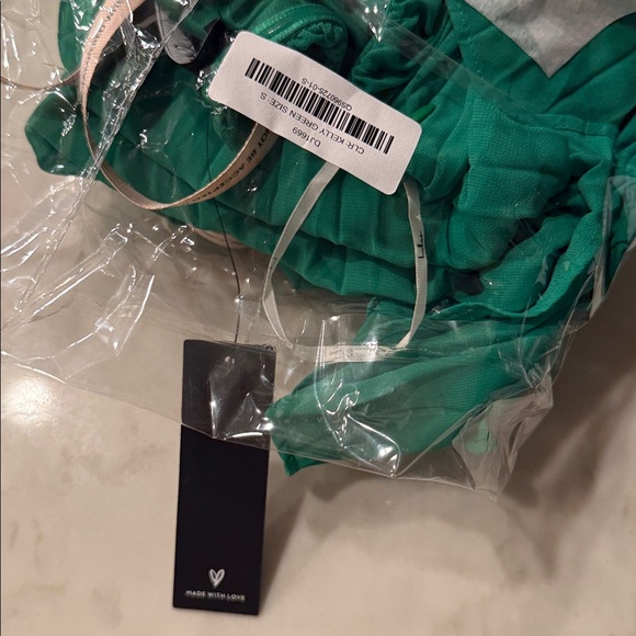 Lulus Lael Green Pleated Strapless Dress And Scarf Set - Size S - Picture 5 of 5